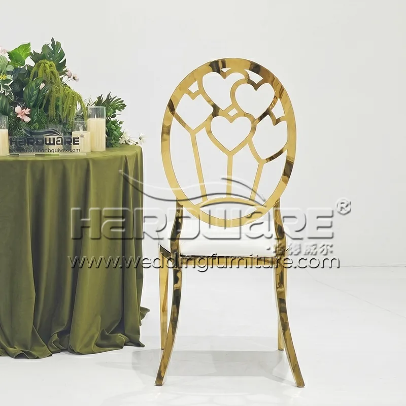 Heart Back Superb Process Stainless Steel Wedding Chair
