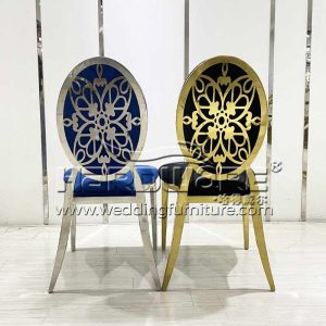 Golden Pattern Back Metal Frame Luxury Party Chair