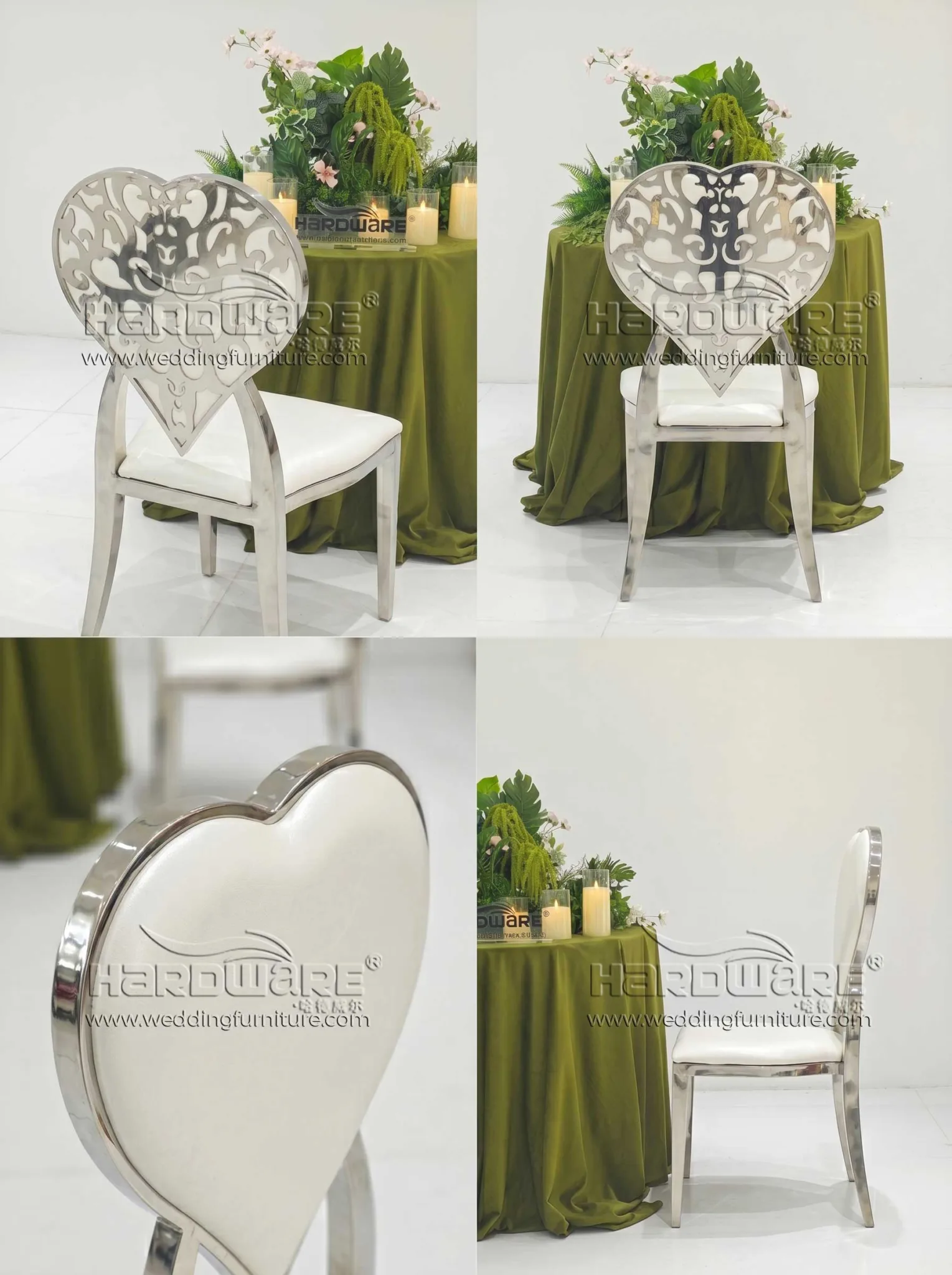 Heart Back Stainless Steel New Model Wedding chairs
