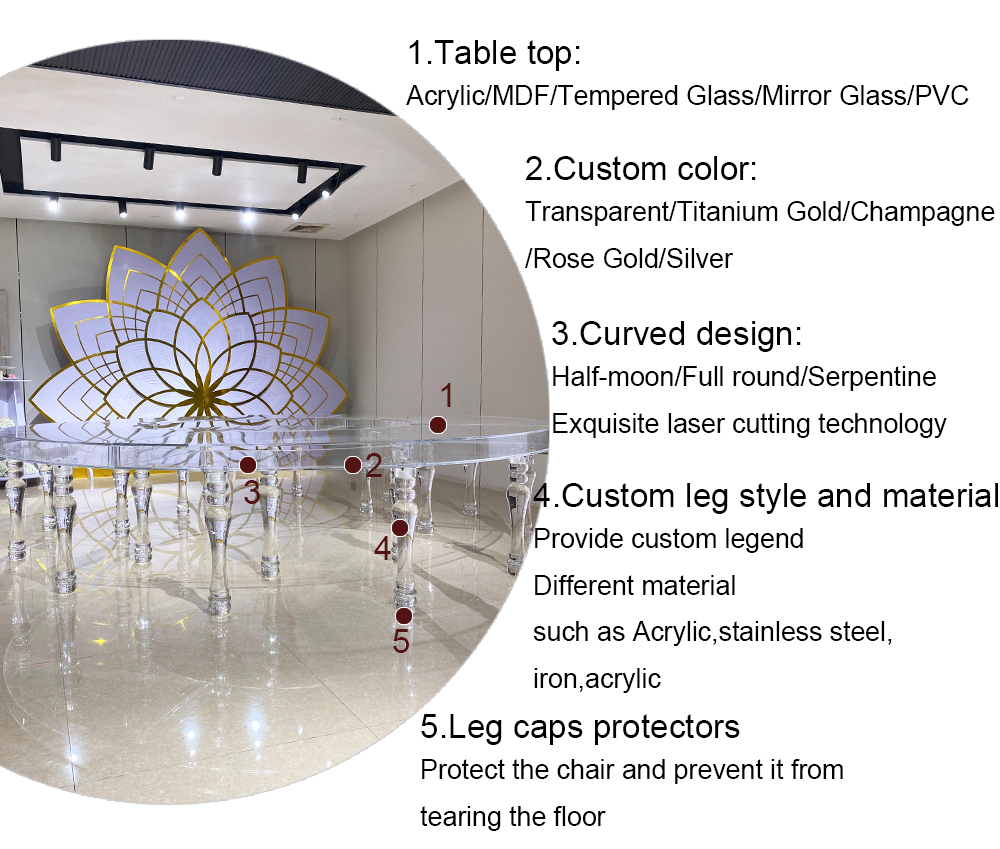 Customize Semicircle Transparent Acrylic Event Table