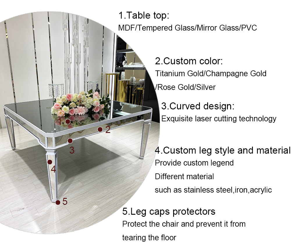 Table Square Mirror Glass