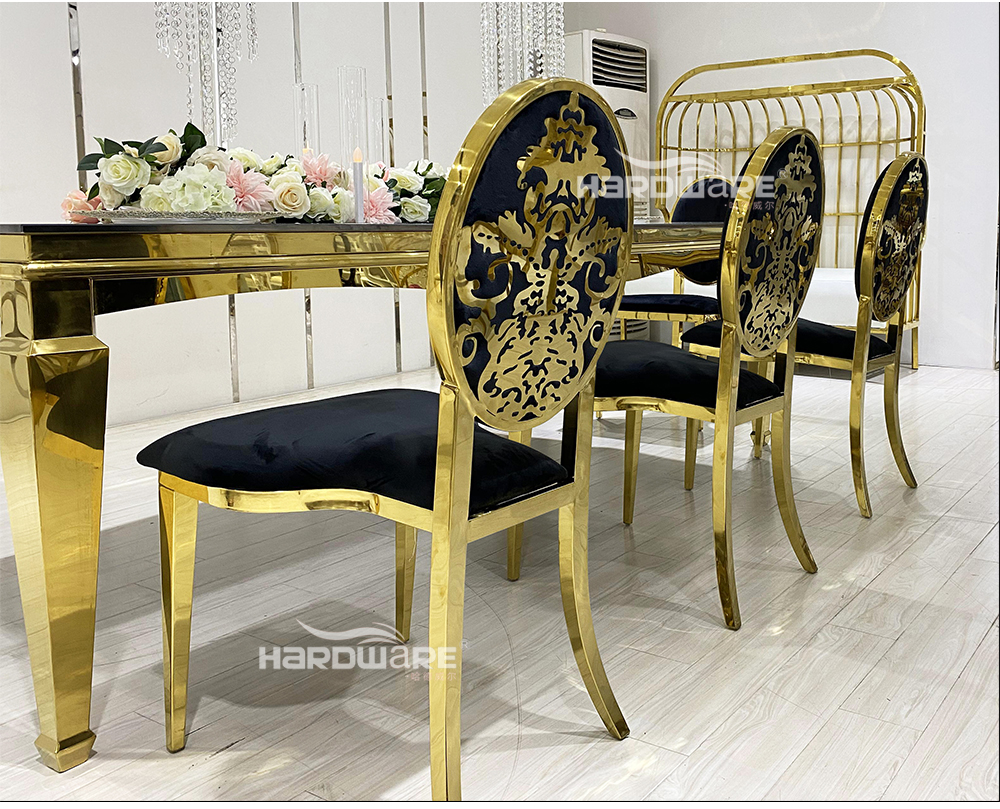 Elegant Golden Pattern Back Luxury Party Chair