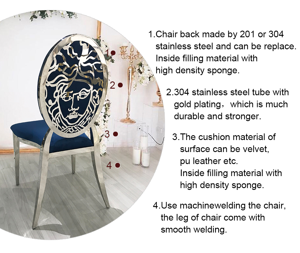 Stainless Steel Frame Velvet Seat Elegant Banquet Chair