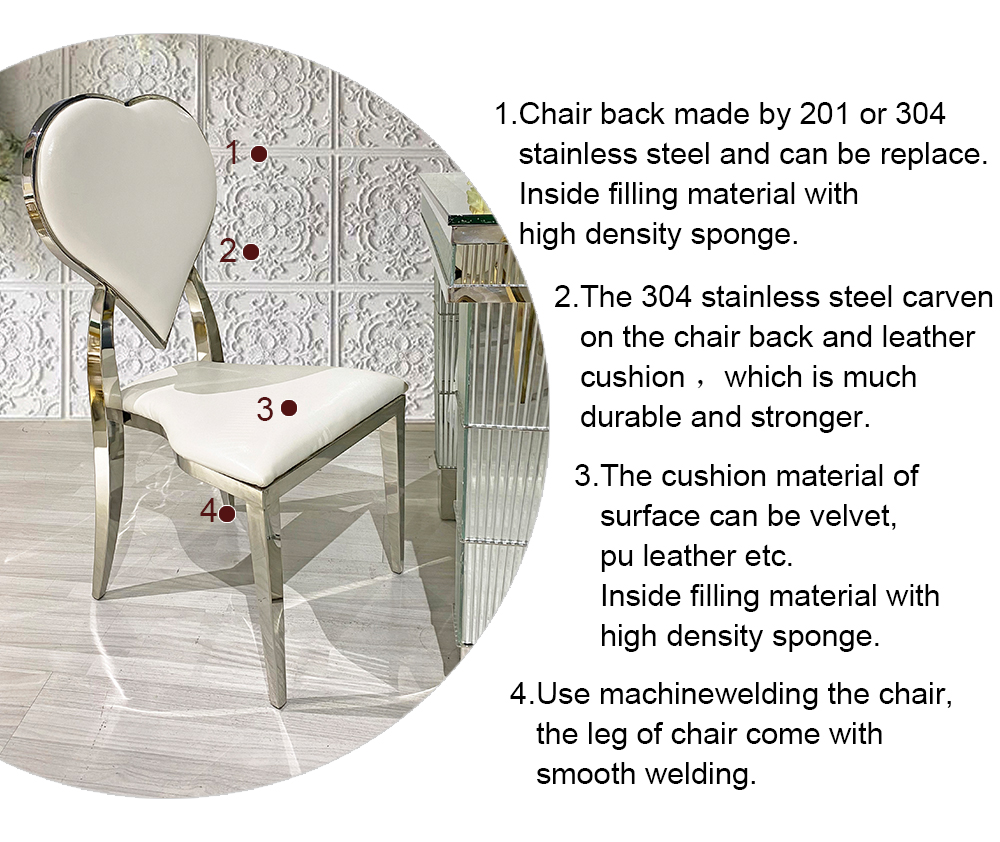 Heart Back Stainless Steel New Model Wedding chairs