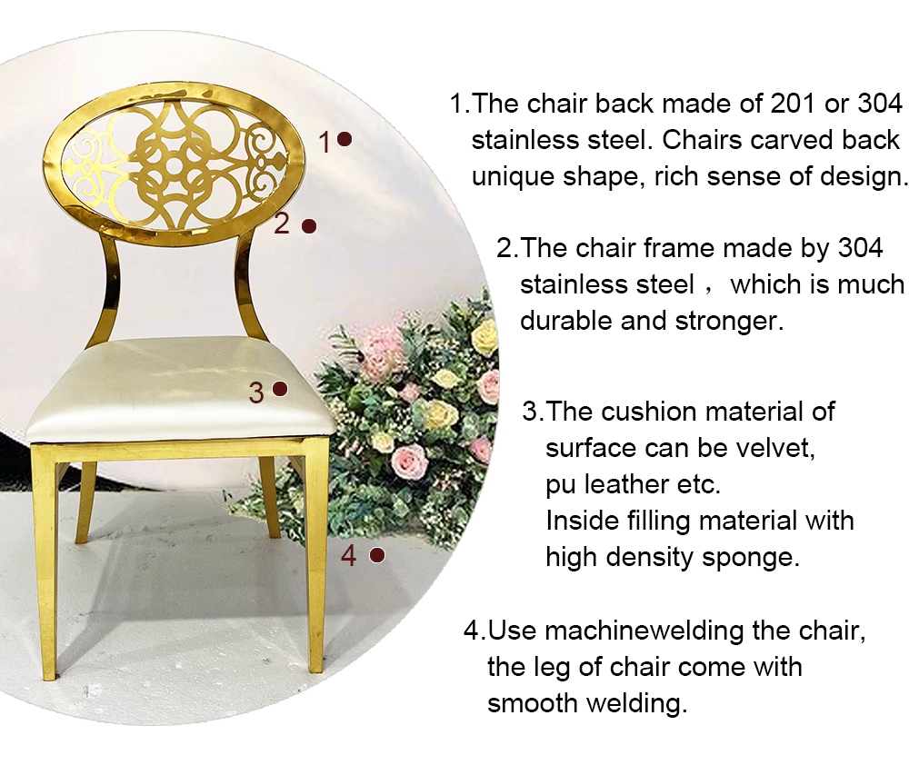 Luxury Golden Stainless Steel Wedding Chairs