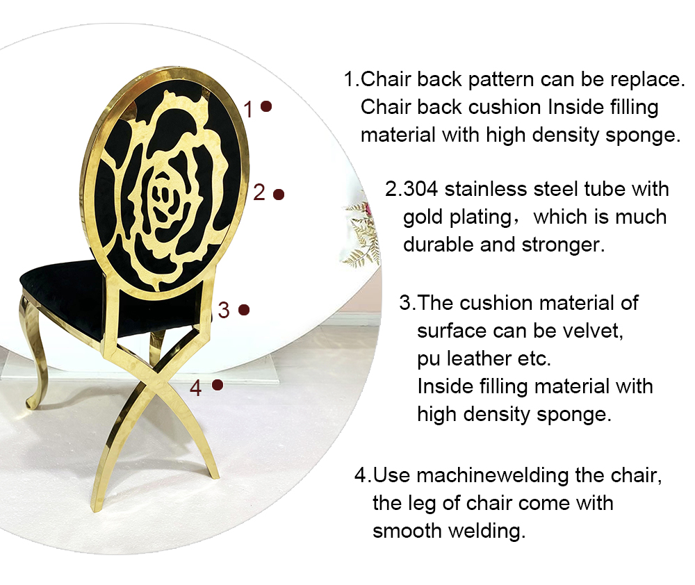 Rose Design X Legs Green Velvet Wedding Chair