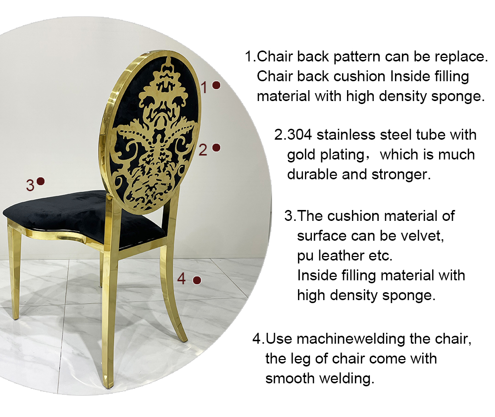 Elegant Golden Pattern Back Luxury Party Chair