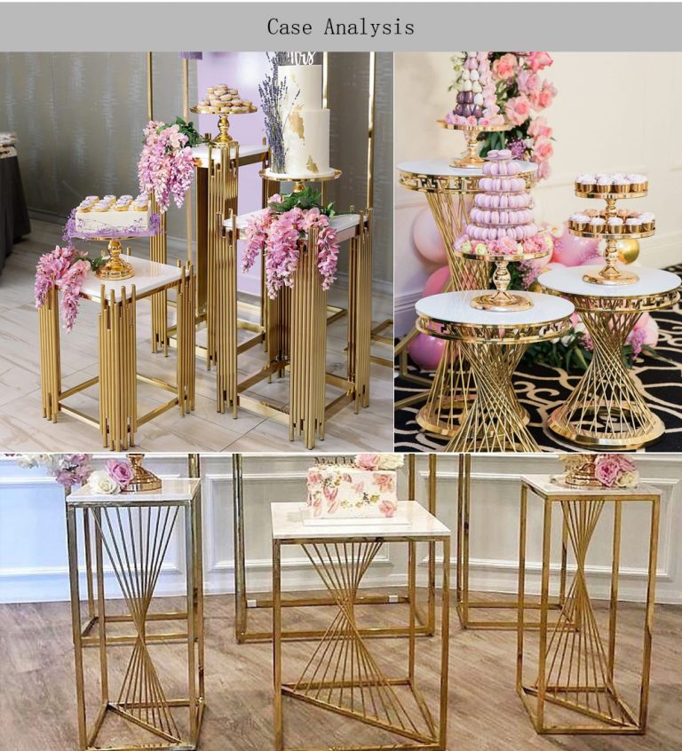 Wedding supplier decor acrylic top metal frame wedding cake display stand