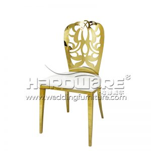 Hollow Golden Metal Back Dining Chair