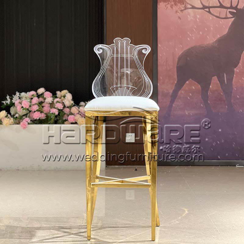 Guitar Shape Acrylic Back Led Bar Stool