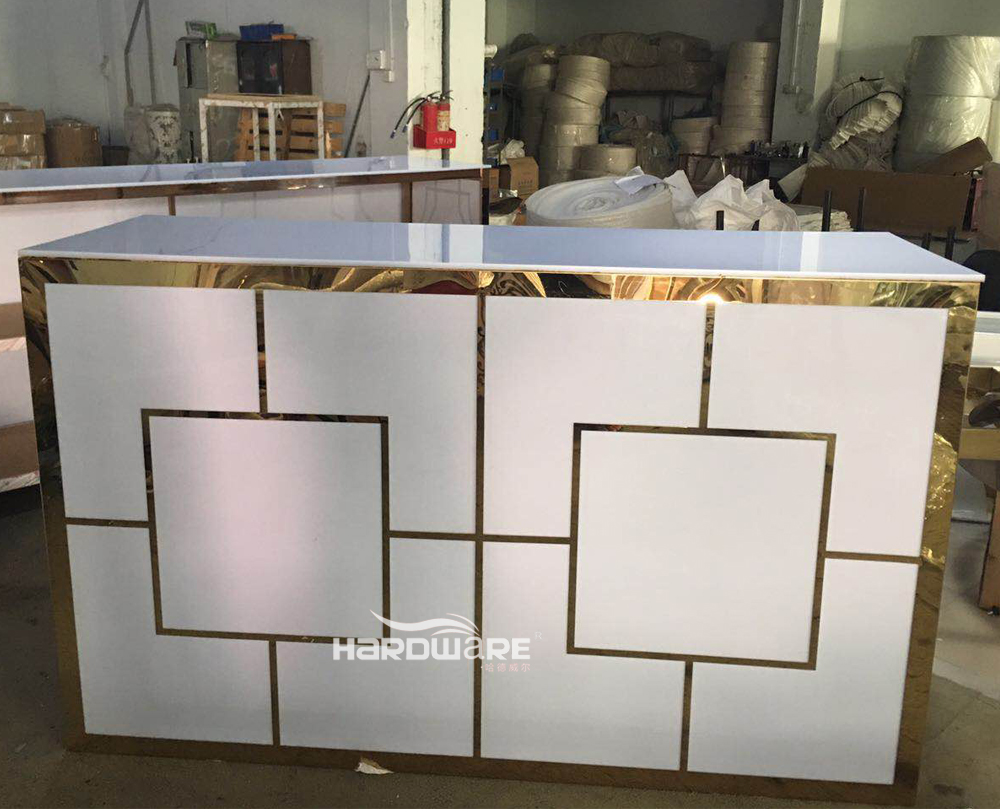 Acrylic And Stainless Steel Frame Long Bar Counter