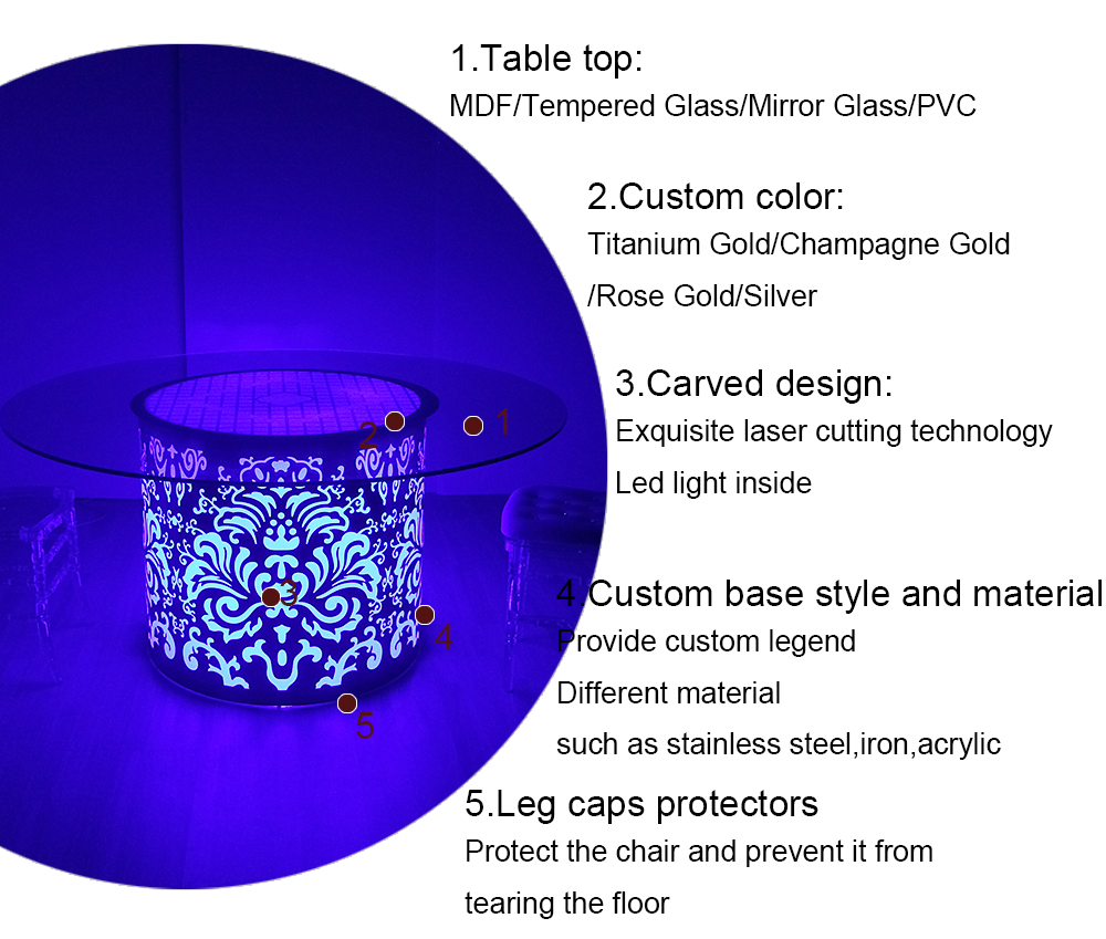 led wedding table