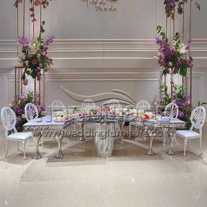 Half Round Silver Wedding Table