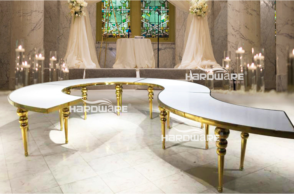 S Shape Gold Stainless Steel Dining Table