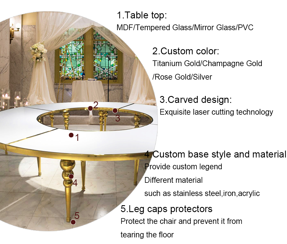 S Shape Gold Stainless Steel Dining Table