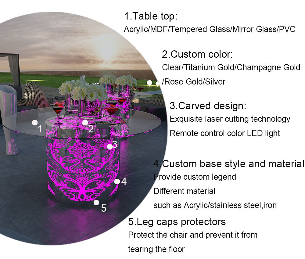 led wedding table