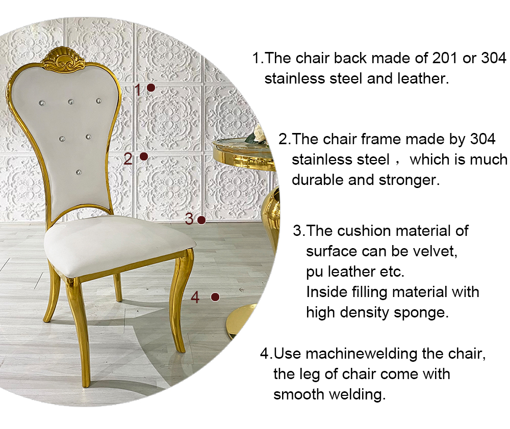 Decoration Gold Stainless Steel Wedding Chairs
