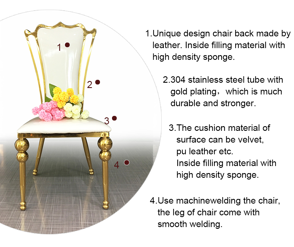 High Back Plate Metal PU Leather Stainless Steel King Chair