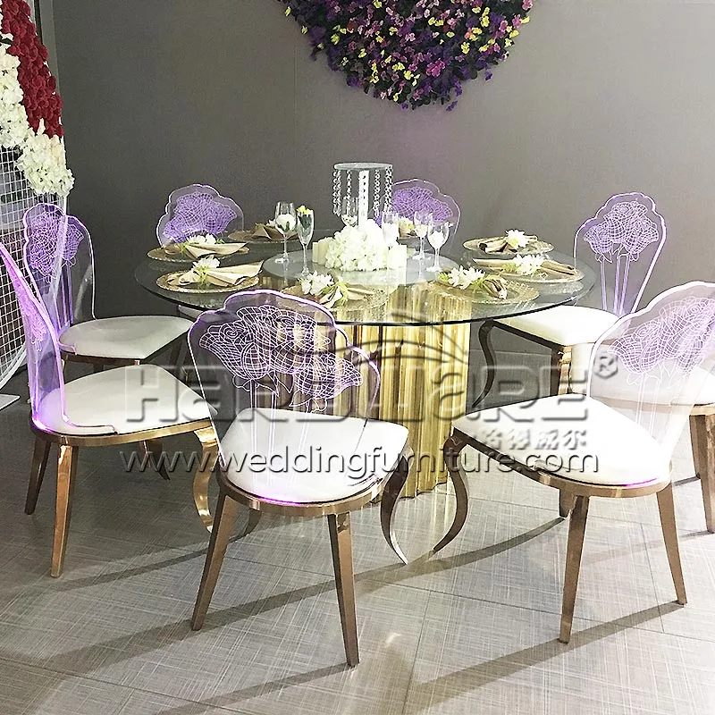 Carved Acrylic Back Stainless Steel Dining Chair