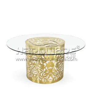 Glass Hotel Lobby Table with LED Light