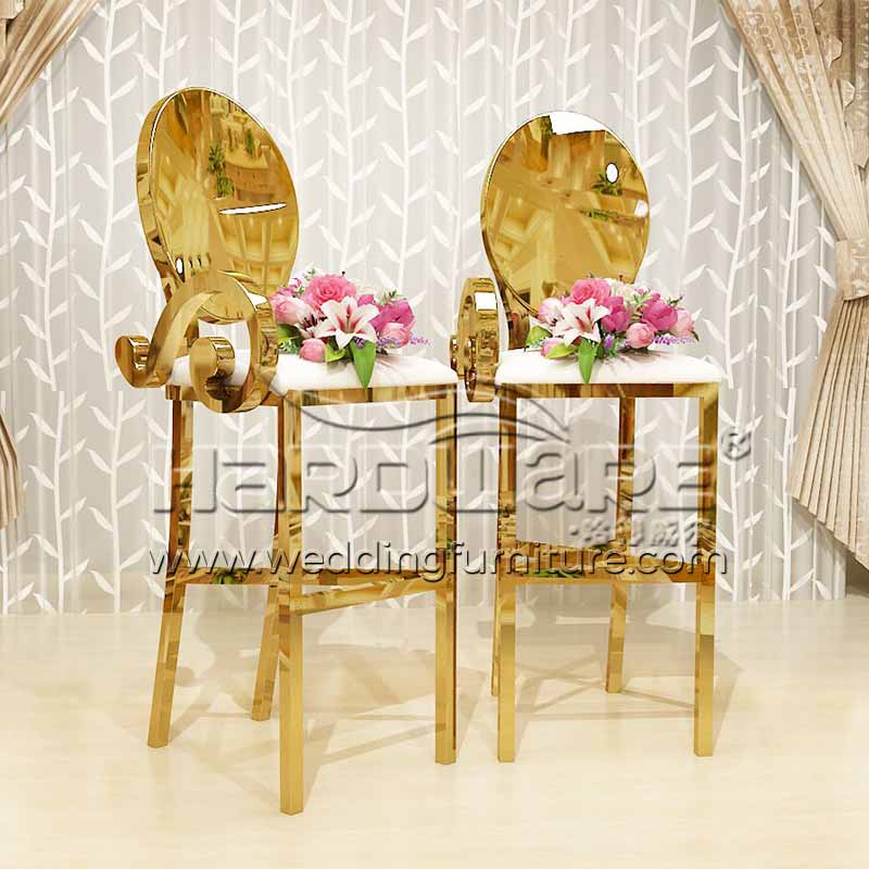 Golden Stainless Steel High Bar Stool Chair