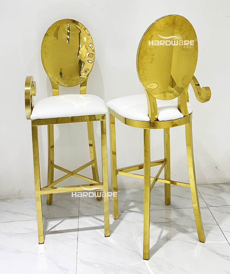 Golden Stainless Steel High Bar Stool Chair