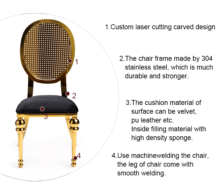 Gold Frame Black Velvet Chairs Wedding