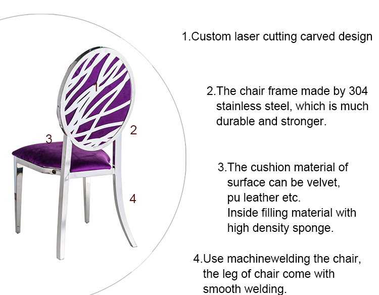 Striped Carving Purple Velvet Dining Chair