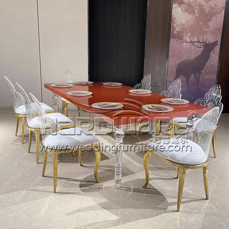 Rectangle Red MDF Acrylic Legs Table