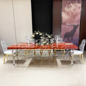 Rectangle Red MDF Acrylic Legs Table