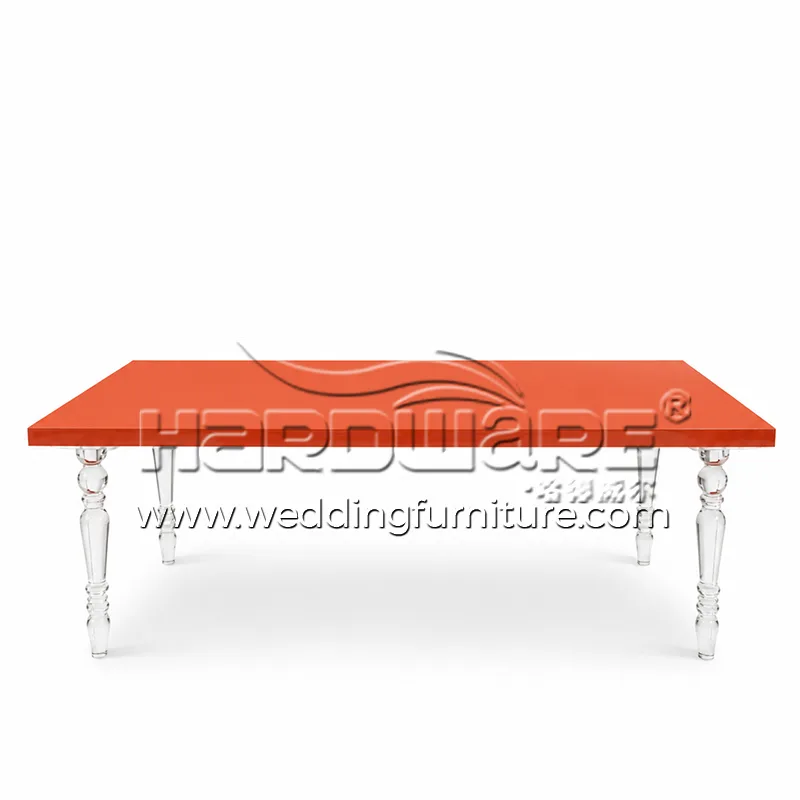 Rectangle Red MDF Acrylic Legs Table
