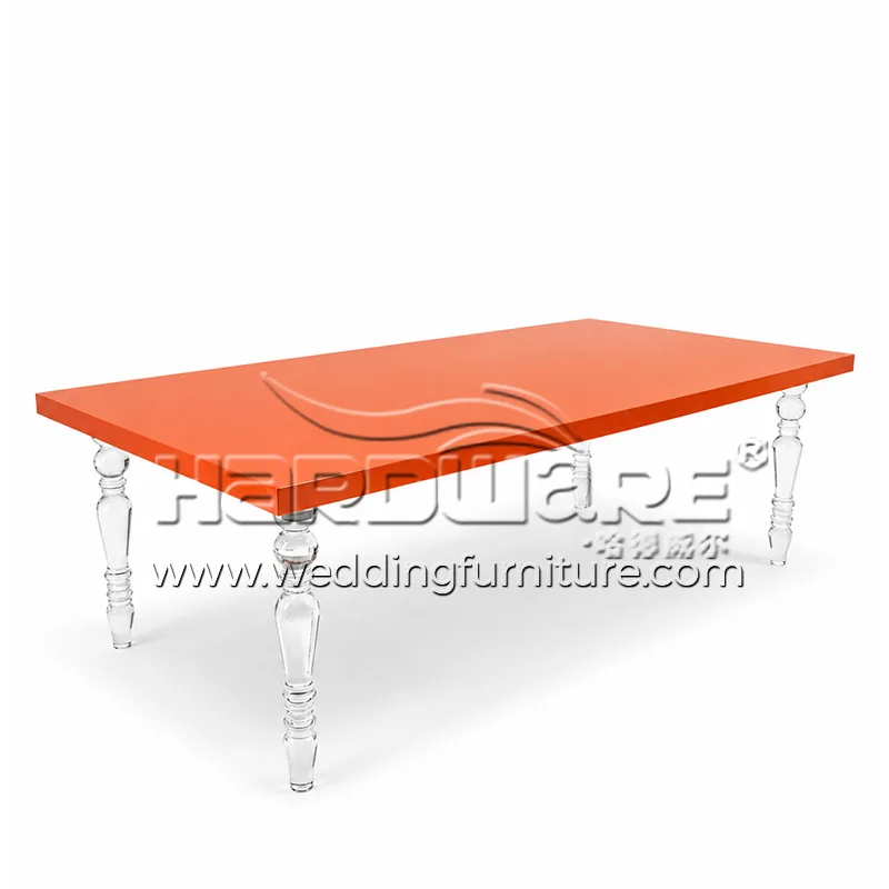 Rectangle Red MDF Acrylic Legs Table