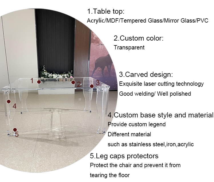 Rectangle Transparent Acrylic Wedding Table