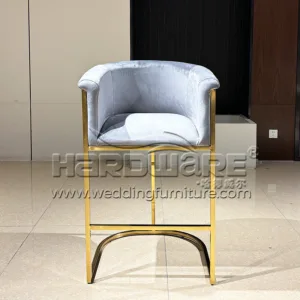 Dark Grey Velvet Bar Stool