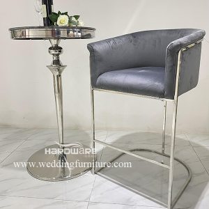 Dark grey velvet bar stool