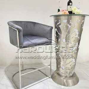 Dark Grey Velvet Bar Stool