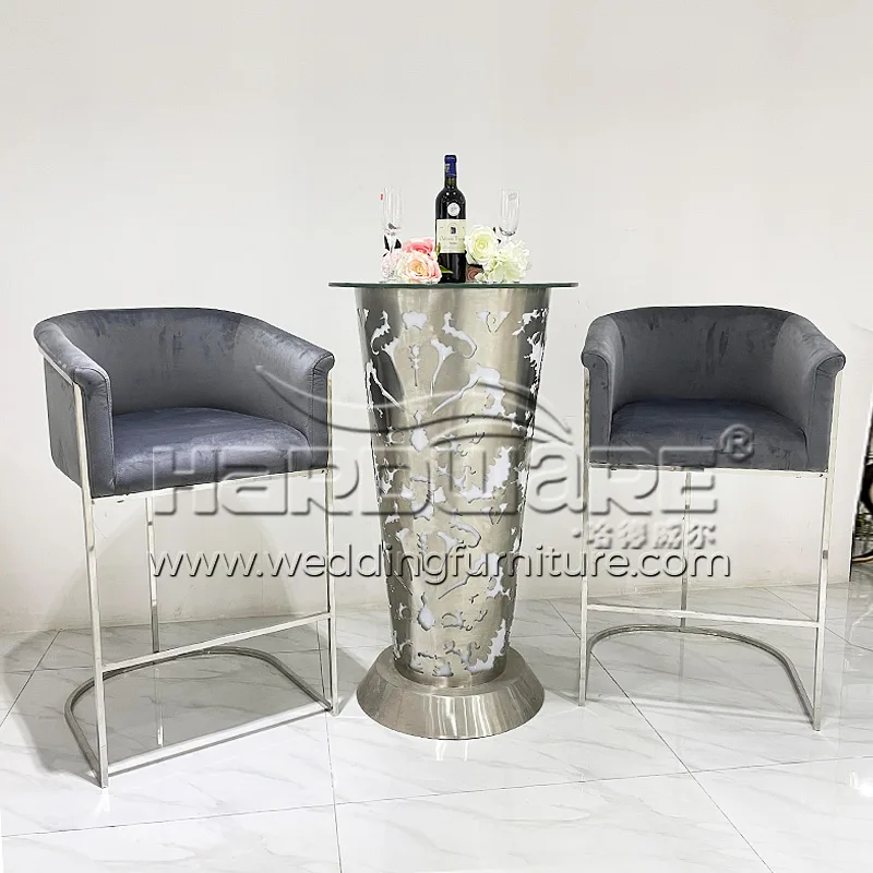 Dark Grey Velvet Bar Stool