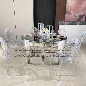 Silver Stainless Steel Round Table