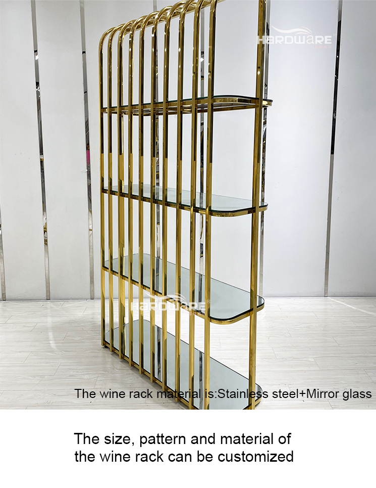 Four Level Mirror Glass Bar Shelf