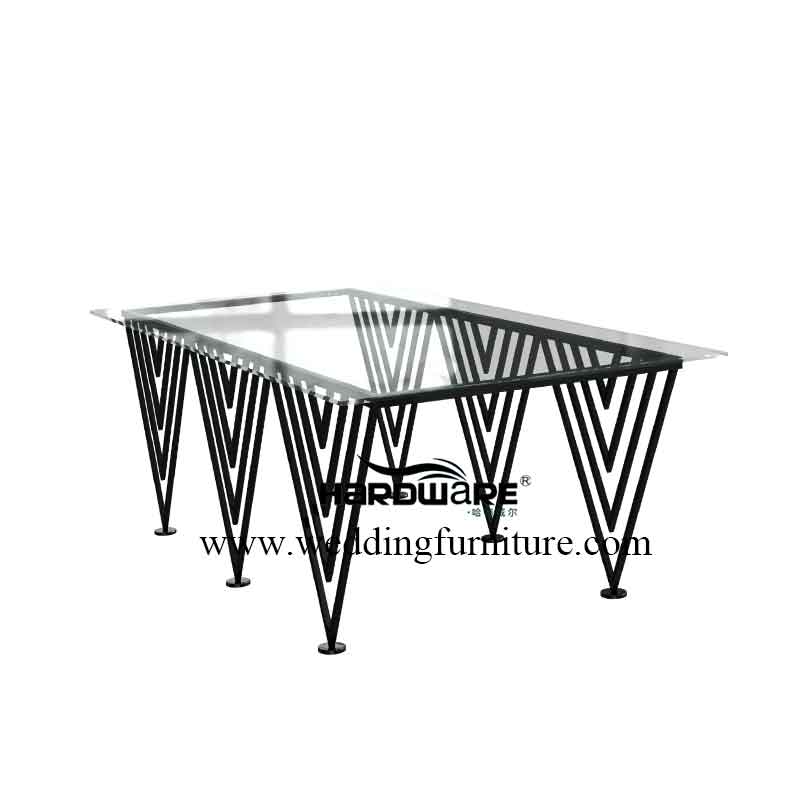 Glass rectangle dining table