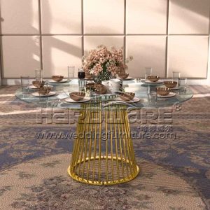 Round glass dining table