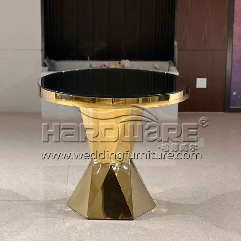 Wedding reception cake table with mirror glass