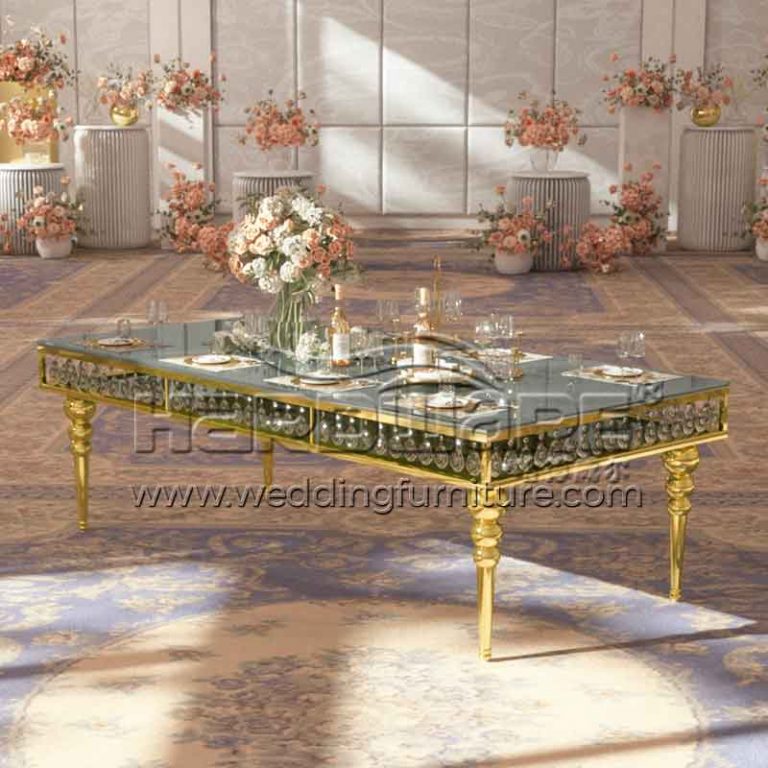 Crystal rectangle wedding table for event catering