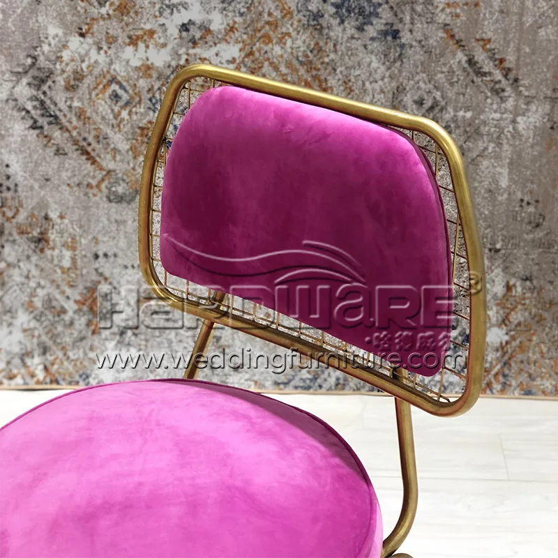 Restaurant Chair Supply Mesh Back Pink Velvet Cushion - Image 3