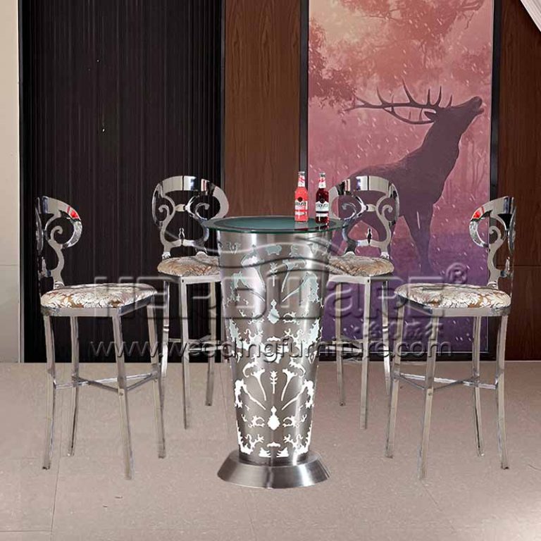 Bar Pub Table High Top With Remote Control LED Light