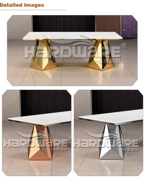 Tables for Wedding In Shiny Gold Bases Dining Use