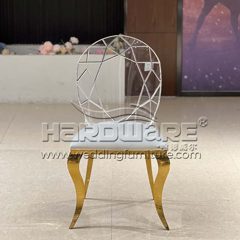 Acrylic Chair Gold Legs With Color Change LED Light