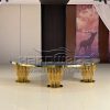 Half Moon Dining Table With Gold Pedestal Design Base - Image 4