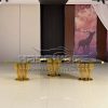 Half Moon Dining Table With Gold Pedestal Design Base - Image 3