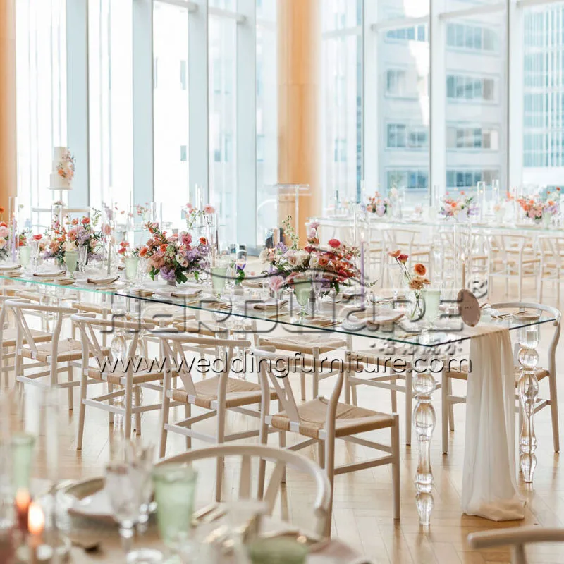 Clear Tables & Wishbone Chair